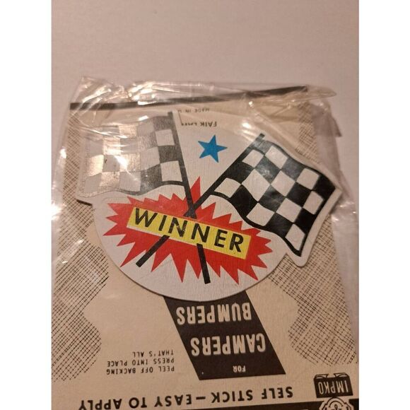 Vintage RARE 1960s Impko Vinyl Press Kal Checkerd Race Flag Winner Decal Sticker - Picture 2 of 4